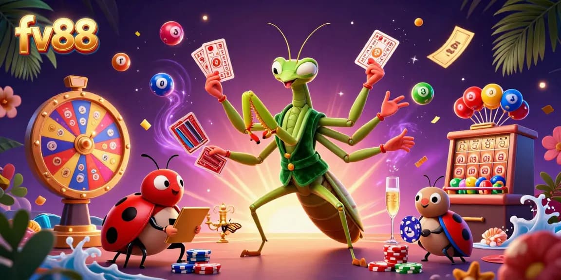 Experience thrilling games and jackpots at fv88, where vibrant colorful elements create a festive gambling atmosphere.