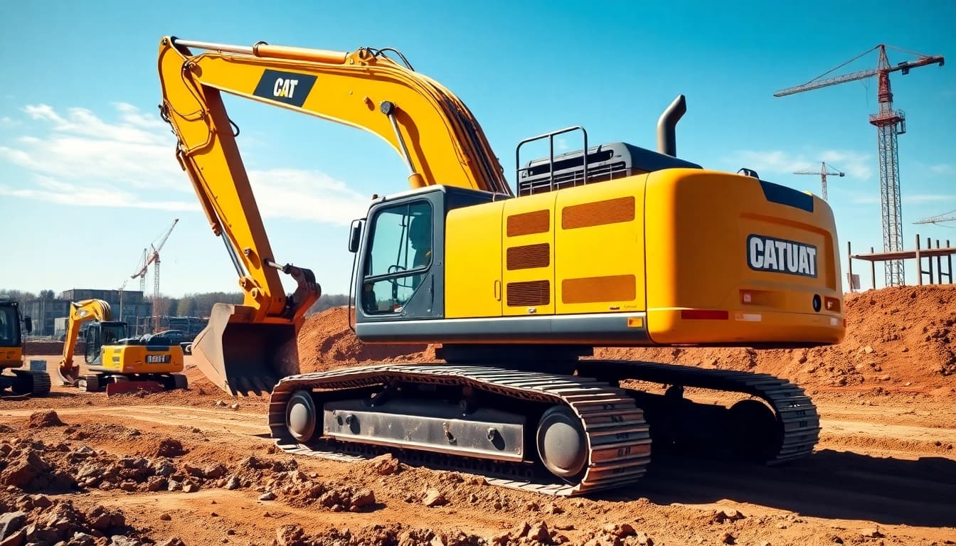 Excavator operating on a construction site, showcasing its strength and capability in earthmoving.
