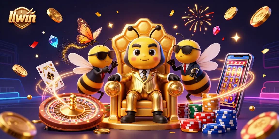Experience the thrill of llwin with buzzing characters, golden coins, and casino excitement in action.