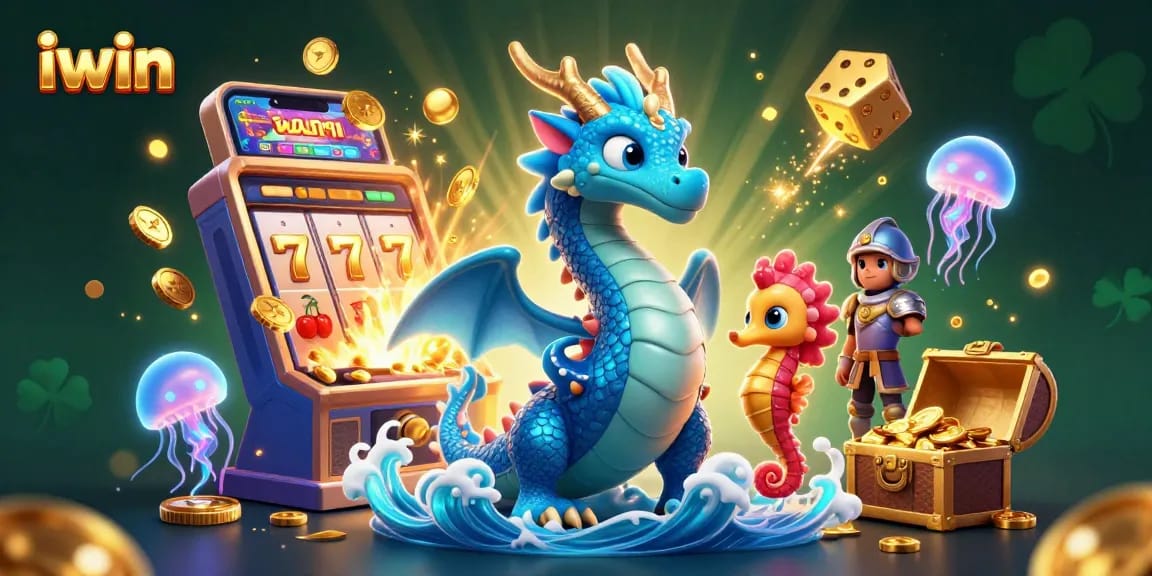 Experience excitement with iwin as colorful casino elements spark joy in this vibrant 3D illustration.