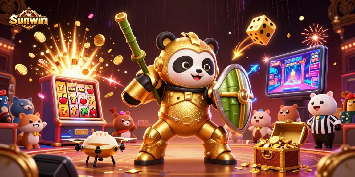 Experience the excitement of Sunwin with dynamic 3D illustrations showcasing thrilling casino action.