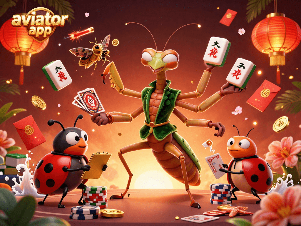 Play the aviator app and win with engaging characters in a vibrant casino scene.