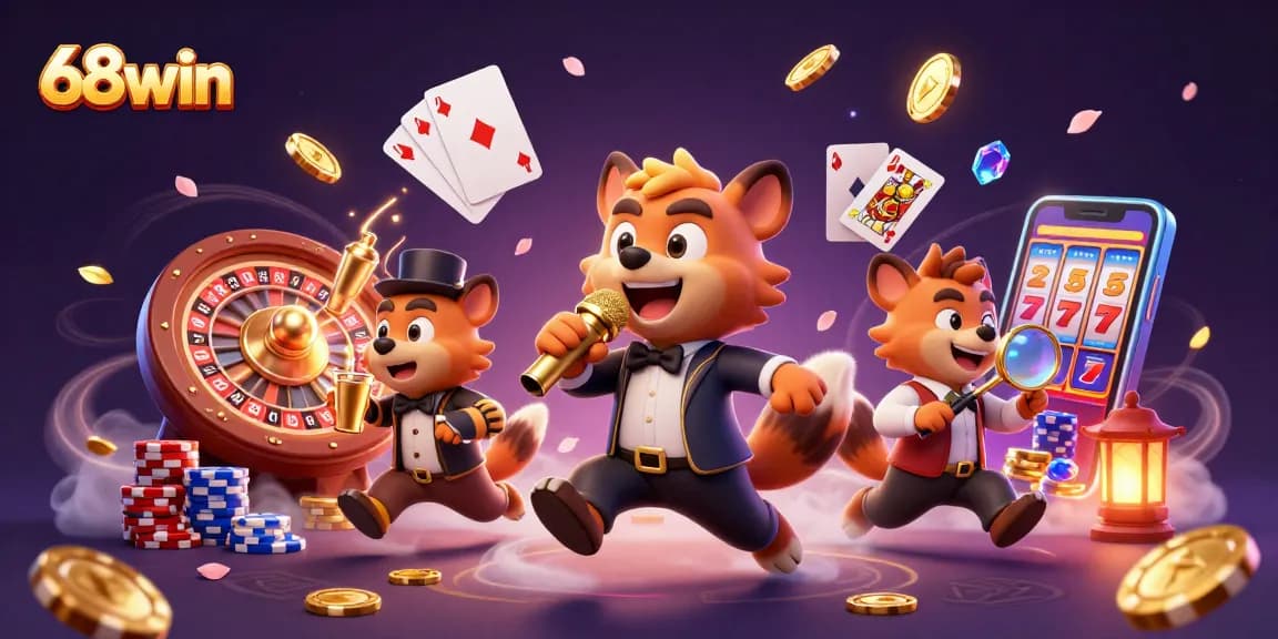 Join the fun at 68win's lively casino scene with sparkling games and comedy!
