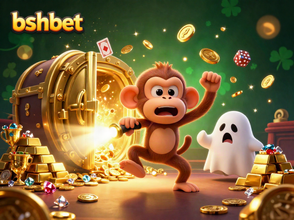 Engage with bshbet's haunted casino featuring a playful poltergeist monkey and curious puppy.