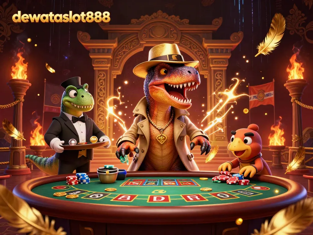 Pengalaman bermain dewataslot888 dengan dinosaur 3D di meja blackjack yang menegangkan.