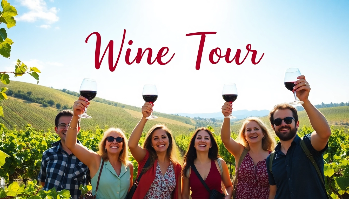 Join a memorable wine tour from Sacramento among beautiful vineyards with delighted tourists.
