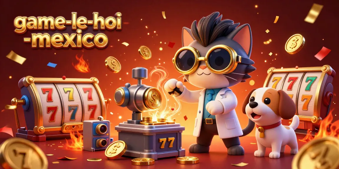 Experience thrilling gameplay in game-le-hoi-mexico, where vibrant characters create excitement with slot reels and golden coins.