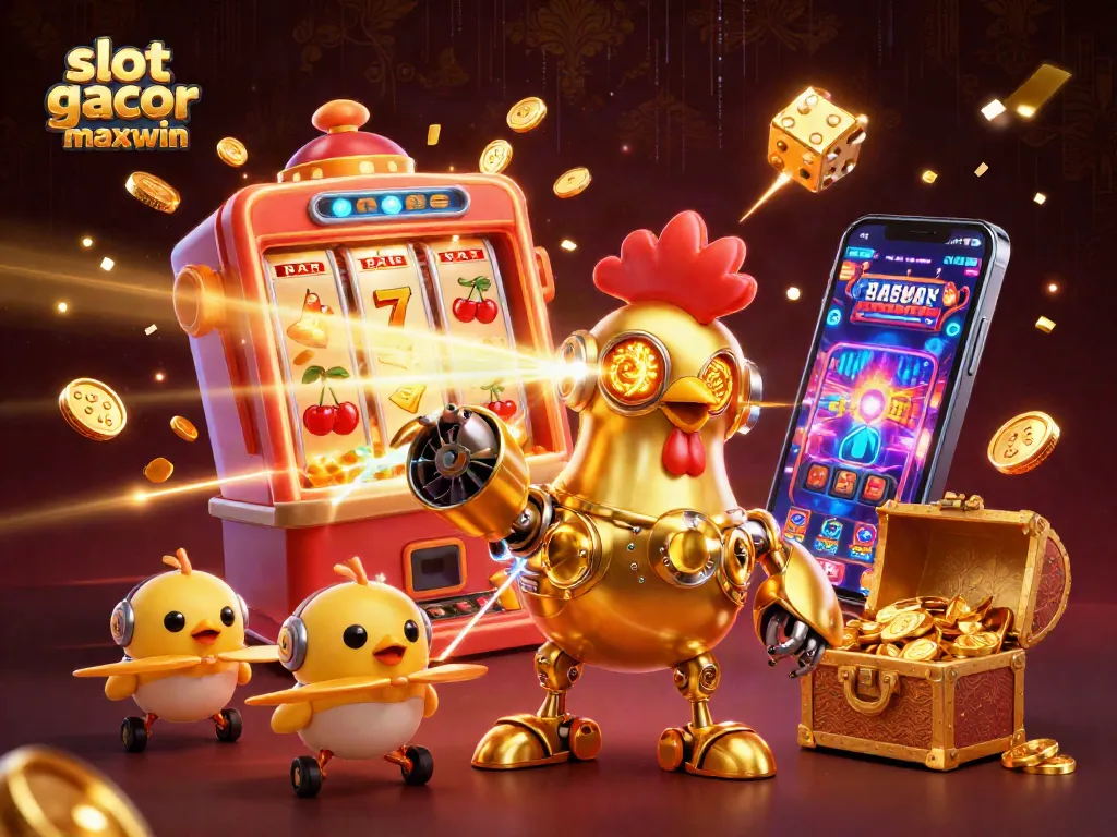 Mencoba peruntungan di slot gacor maxwin dengan robot ayam emas futuristik terbang dan jackpot mengagumkan.