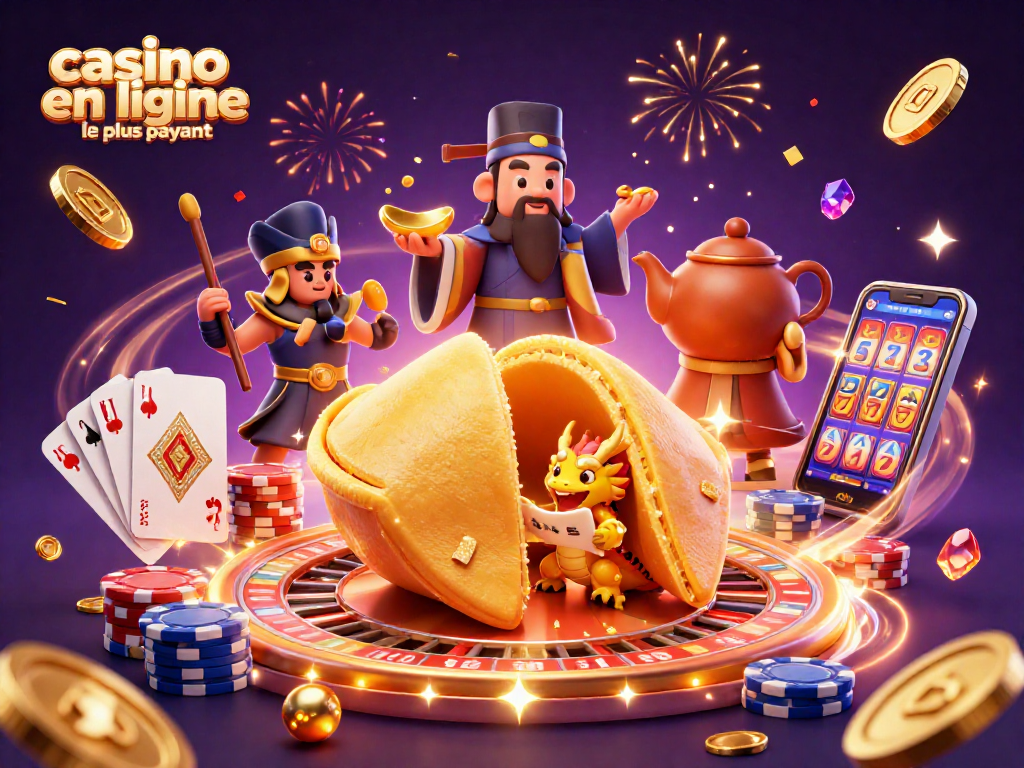 Jouez au casino en ligne le plus payant avec des pièces d'or et des mises exaltantes, dans une scène festive.