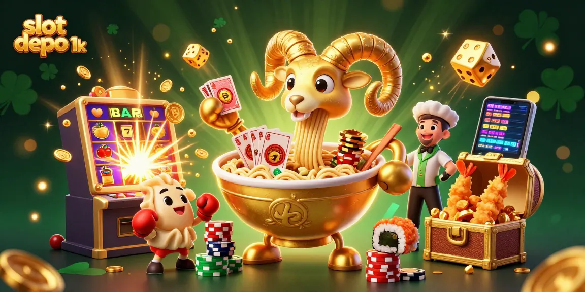 Menghadirkan slot depo 1k dengan ilustrasi ceria, berbagai karakter konyol dan mesin slot meledak dengan koin dan cahaya