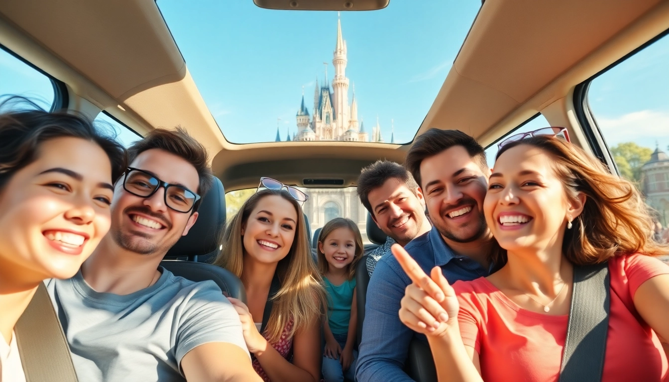 Families enjoying transfers from paris airport to disneyland in a comfortable shuttle.