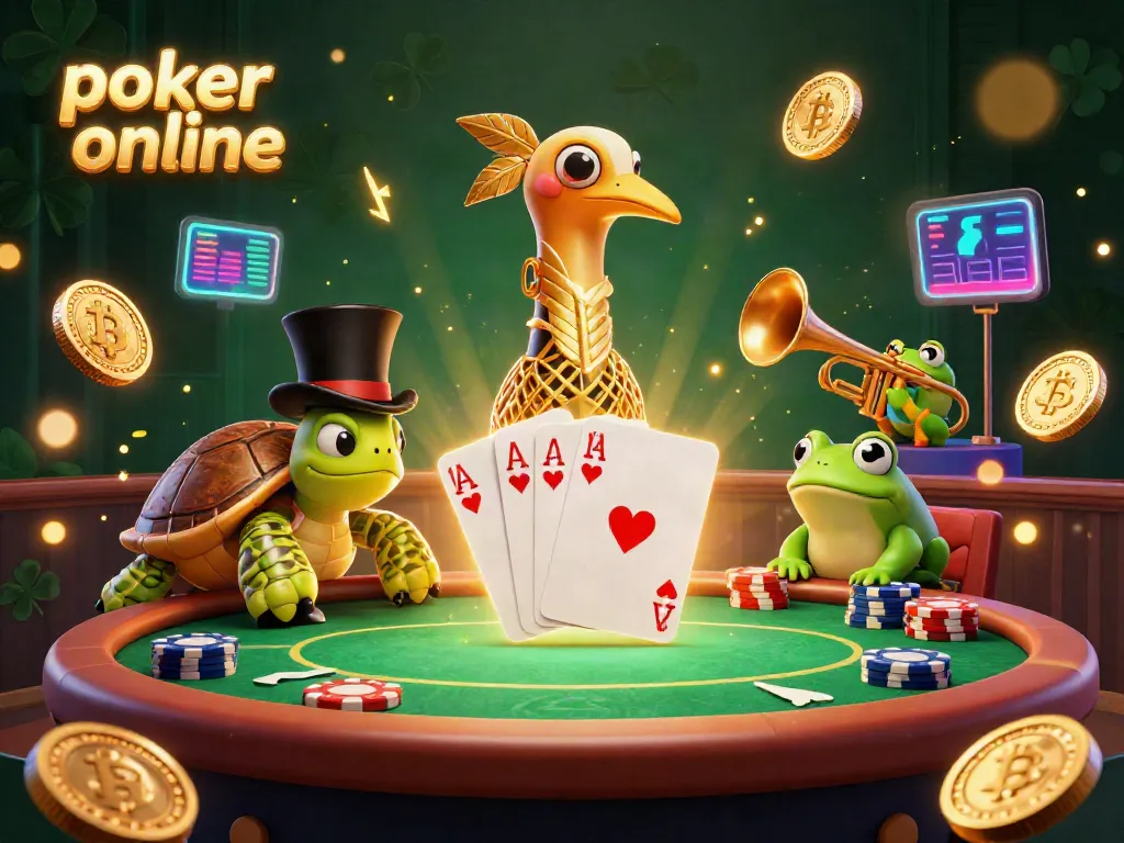 Experience the thrill of poker online with vibrant characters and rich casino elements