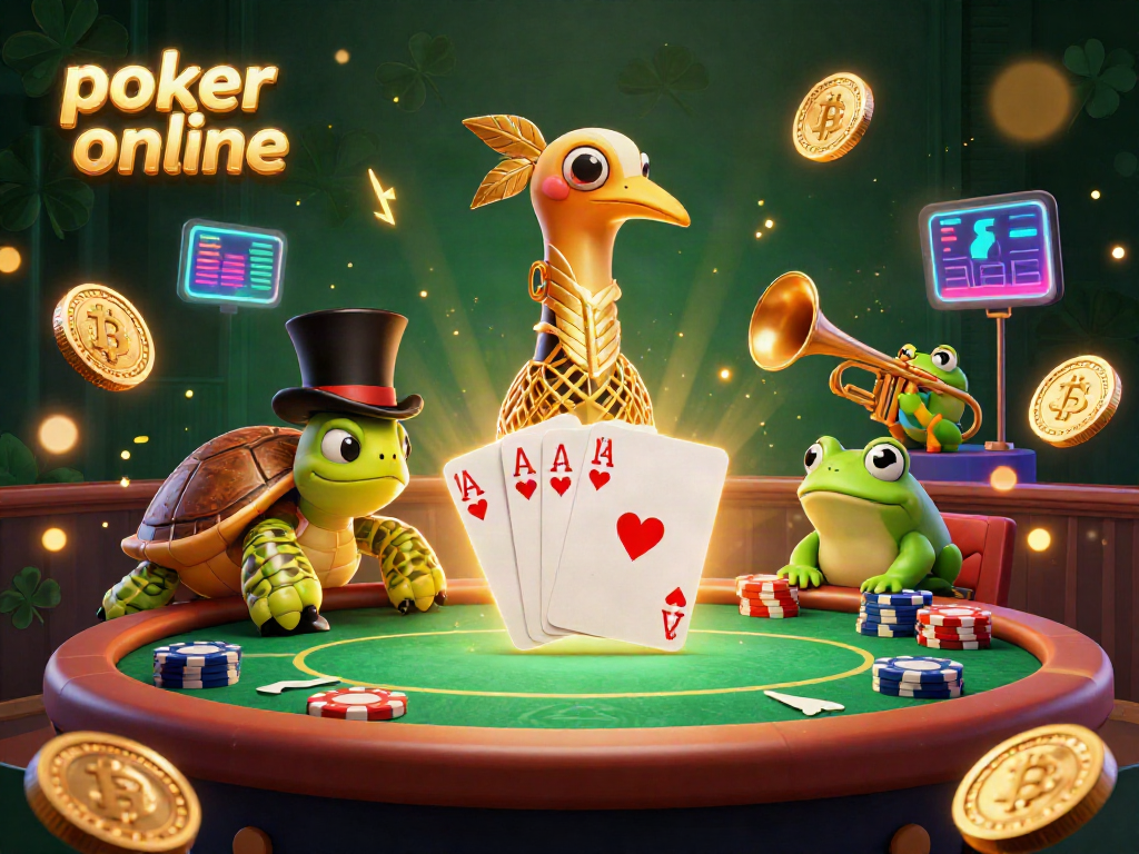 Experience the thrill of poker online with vibrant characters and rich casino elements