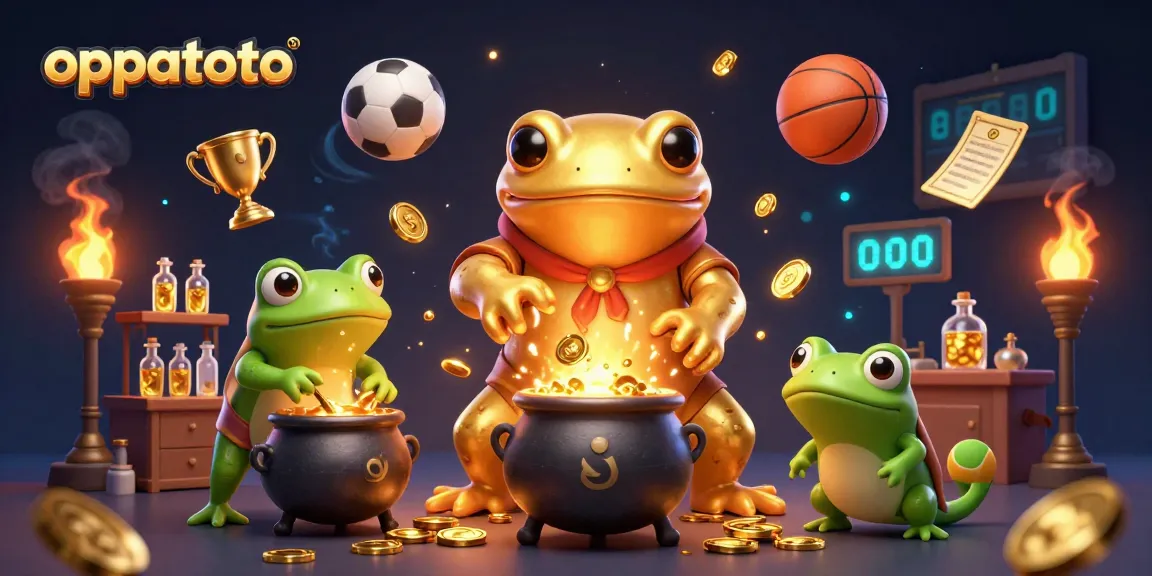 Engage with oppatoto in an exciting scene showcasing golden alchemy of gambling fortune with sports elements.