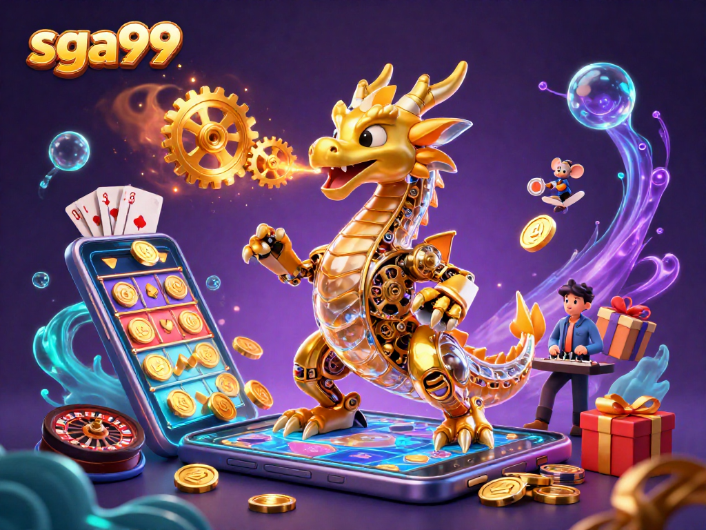 Engage in thrilling gameplay at sga99 with a golden dragon and dynamic casino elements.