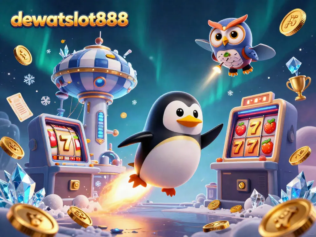 Rasakan serunya bermain slot di dewataslot888 dengan penguin emas dan mesin slot yang menggiurkan.