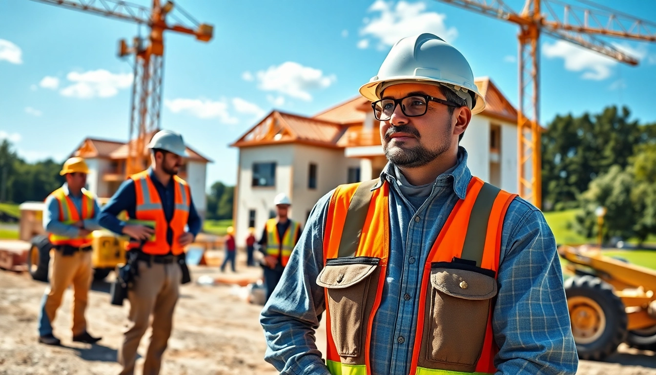 General Contractor in New Jersey overseeing a construction project with skilled workers.