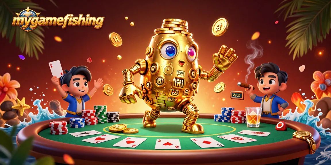 Engage in thrilling poker action with mygamefishing characters and dynamic elements.