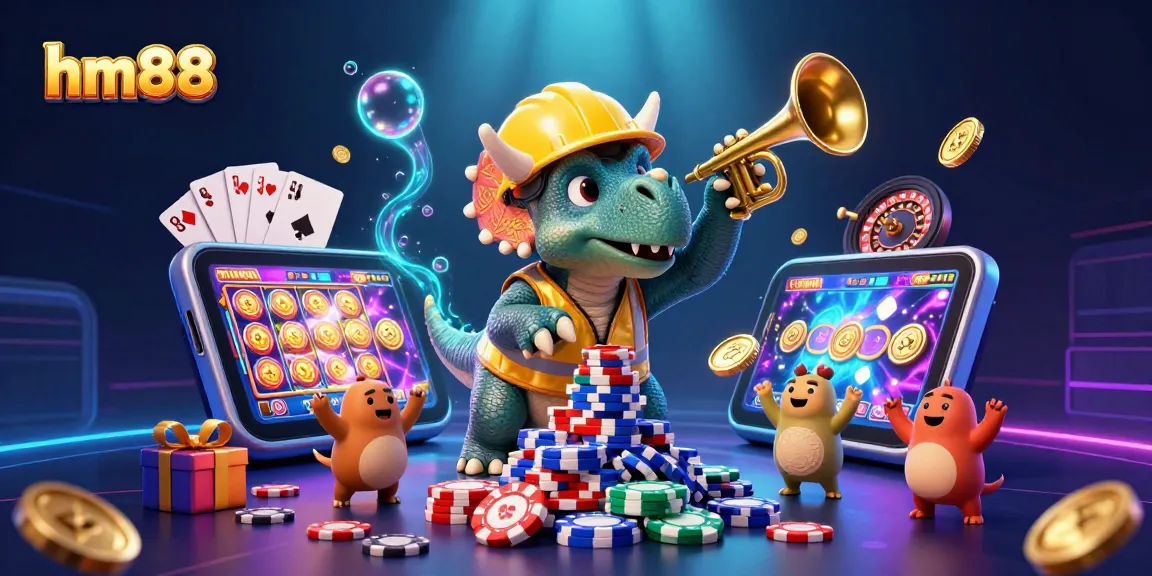 Experience exciting gameplay at hm88 with vibrant characters, poker chips, and dynamic casino elements.