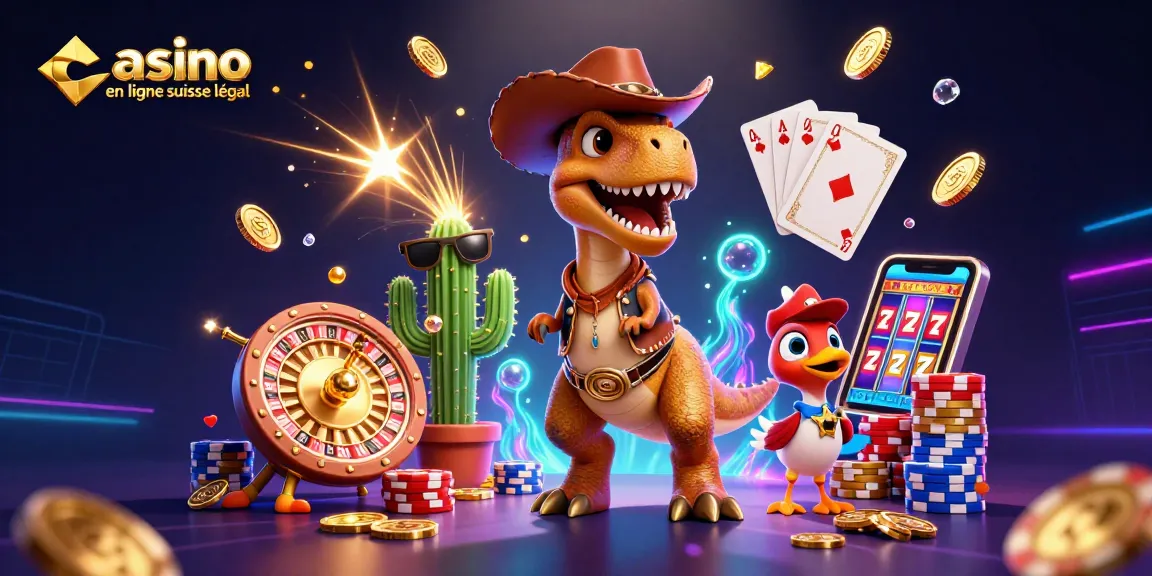 Jouez au casino en ligne suisse légal avec une illustration captivante et dynamique de jeu.
