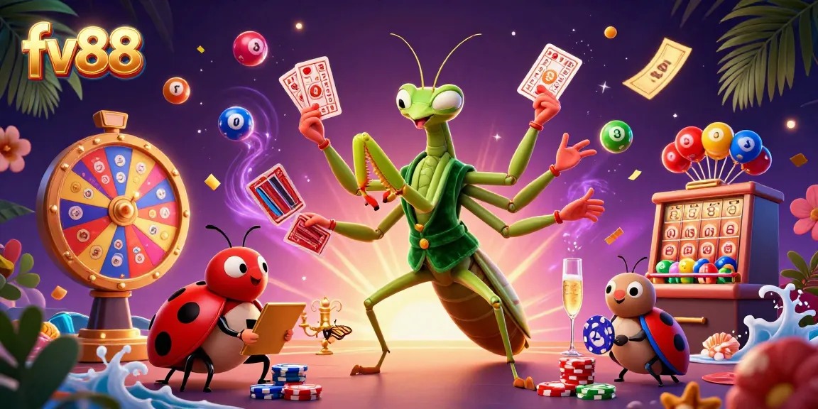 Experience thrilling games and jackpots at fv88, where vibrant colorful elements create a festive gambling atmosphere.