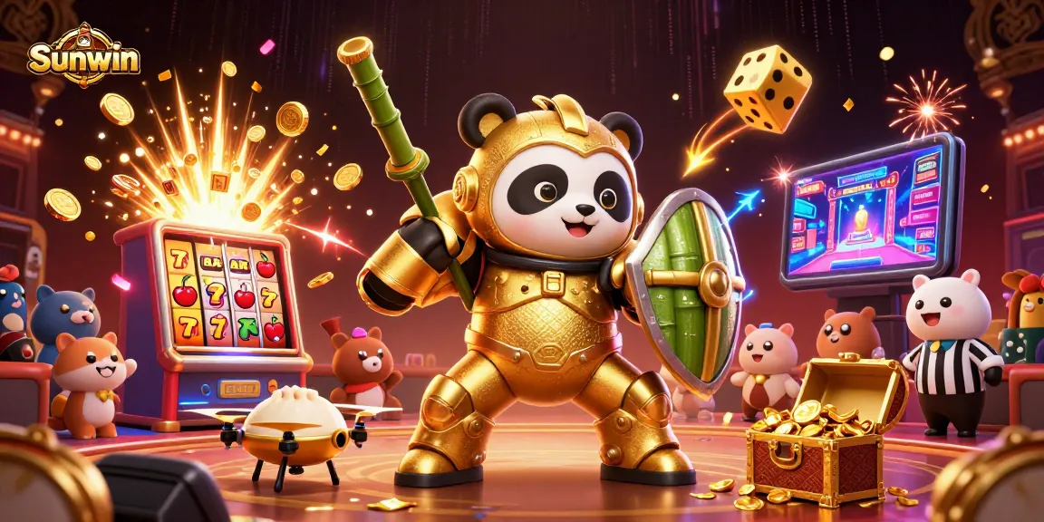 Experience the excitement of Sunwin with dynamic 3D illustrations showcasing thrilling casino action.