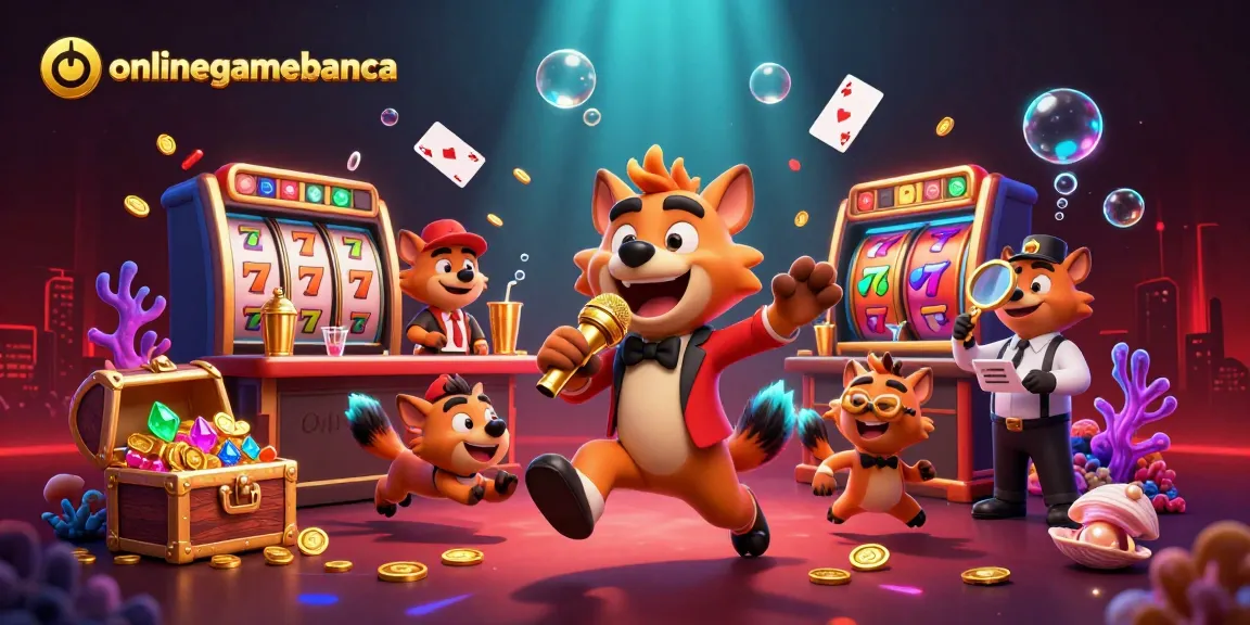 Engaging illustration of onlinegamebanca with hyenas in a vibrant comedy casino scene.