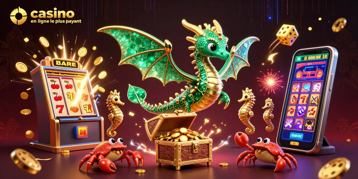 Gagnez avec le casino en ligne le plus payant, illustration d'un dragon marin et des machines à sous