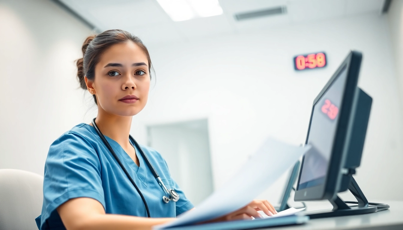 Professional nurse focused on NCLEX exam with materials, illustrating Past Nclex fast experience.