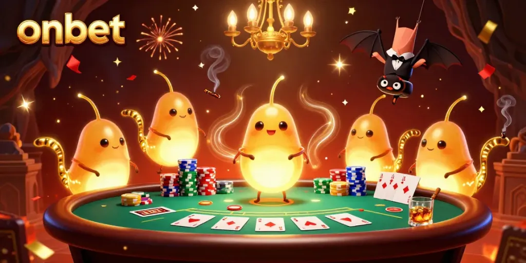 Experience excitement at ONBET's illuminated casino with unique glowworms lighting up the action!