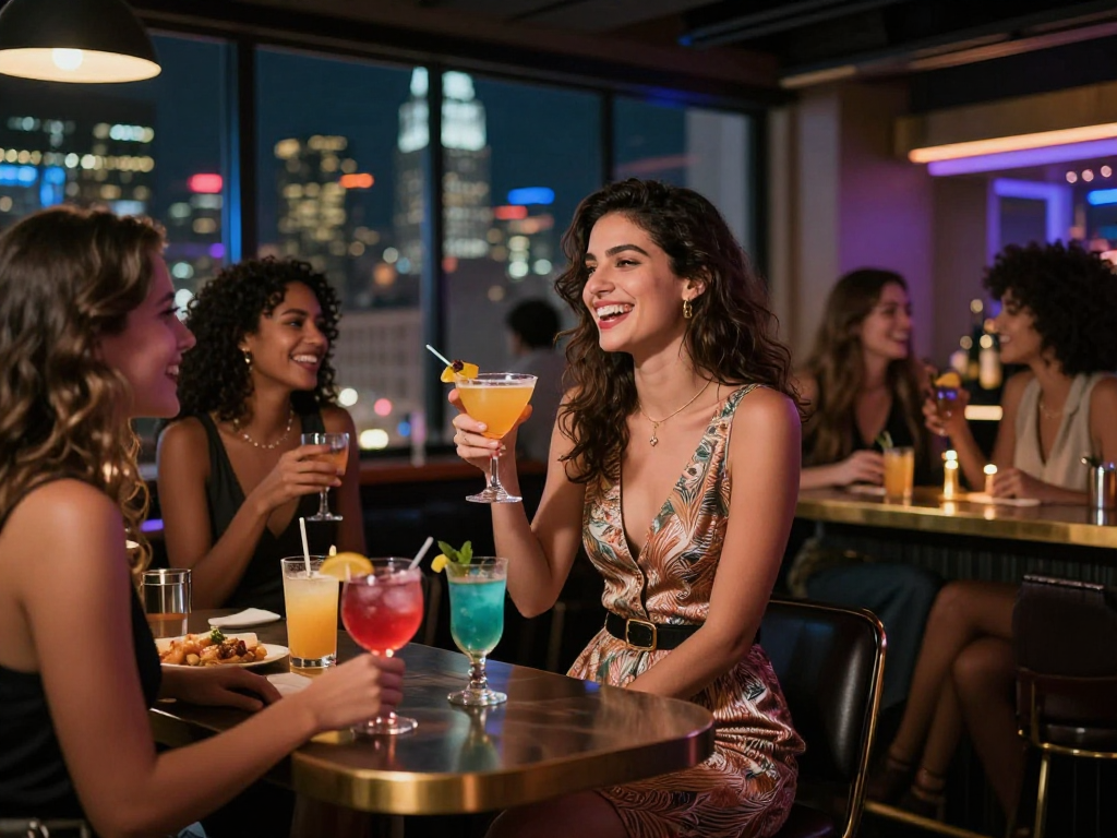 Gái gọi tận hưởng không khí sôi động tại bar thành phố