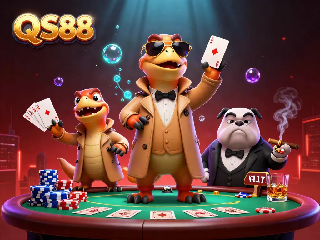 Experience the thrill of QS88 with raptors in disguise entering a casino lounge.
