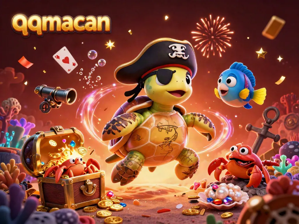 Engage with qqmacan's thrilling gambling experience through this vibrant underwater casino scene.