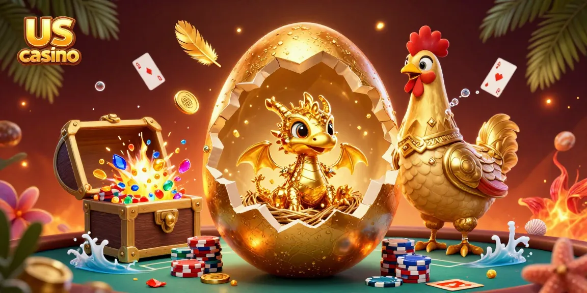 Uncover exciting winnings at the us casino with a golden dragon and poker chips.