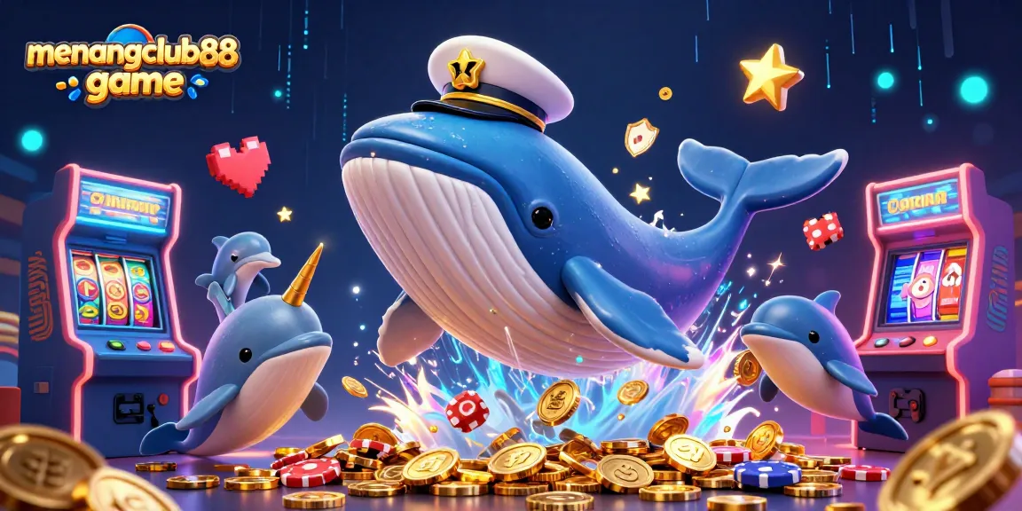 Experience the thrilling menangclub88 game with vibrant casino characters and arcade elements in this colorful scene.