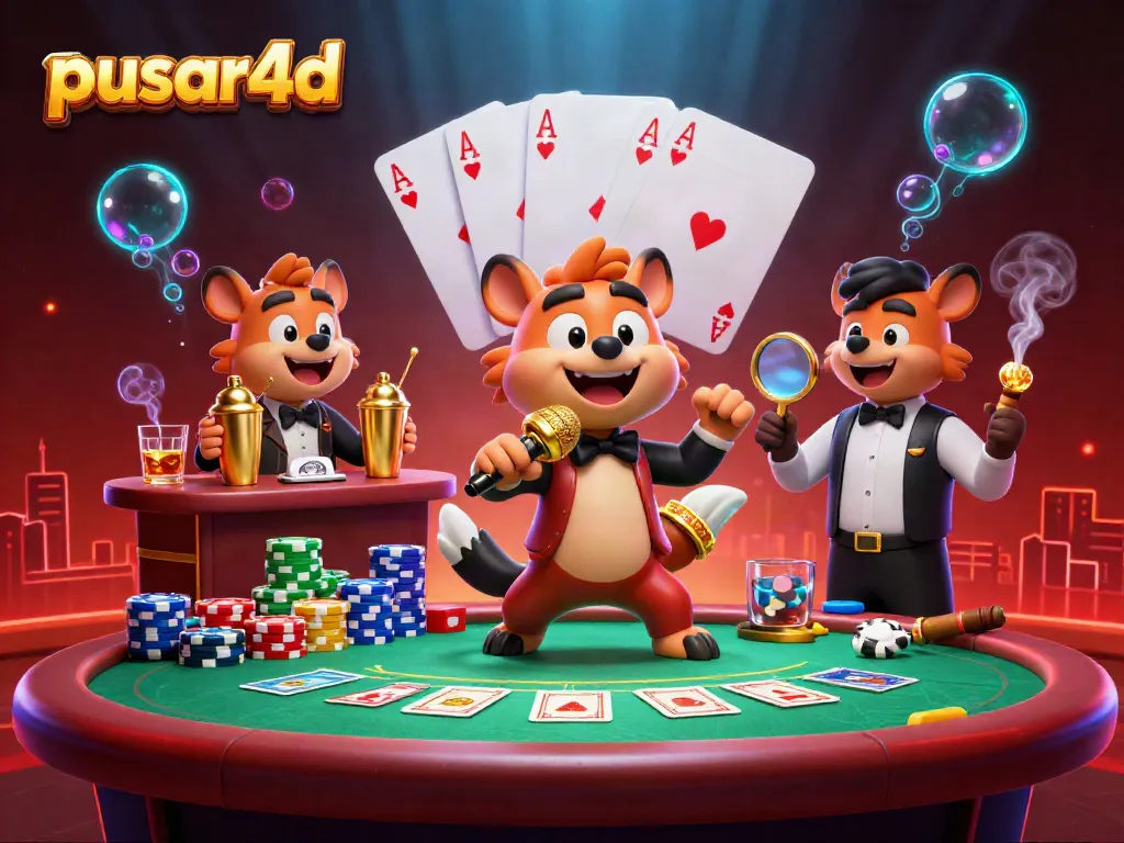 Experience gaming thrills at pusar4d with lively hyenas entertaining in a comedy casino setting.