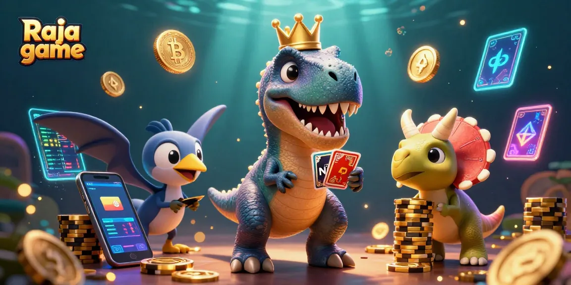 Engage in exciting gameplay with Raja game featuring colorful characters, coins, and casino elements.