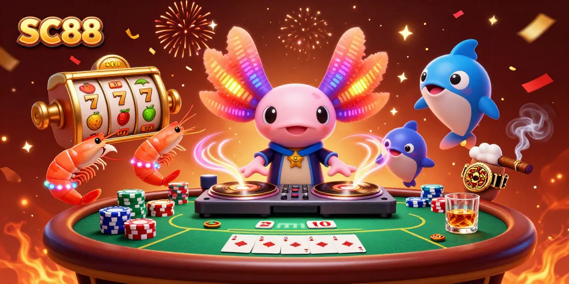 Celebrate wins at SC88 with vibrant casino fun featuring an energetic DJ and exciting gambling elements.