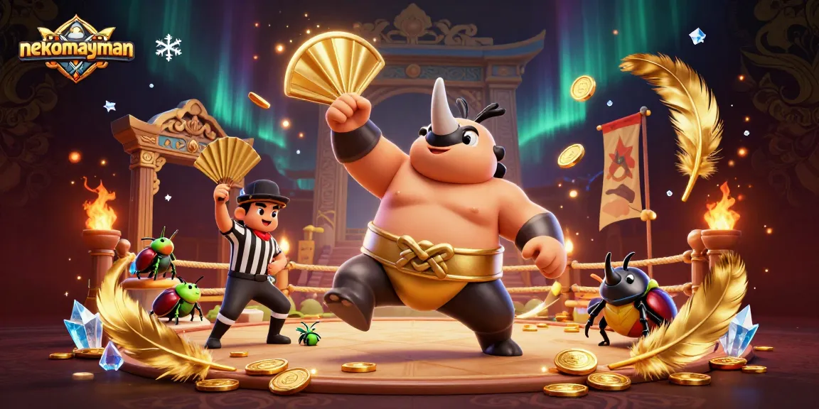 Experience the thrill of nekomayman, where golden coins fly in a vibrant casino scene!
