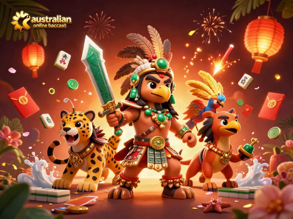 Experience the thrill of playing australian online baccarat with dynamic elements in an immersive casino scene.