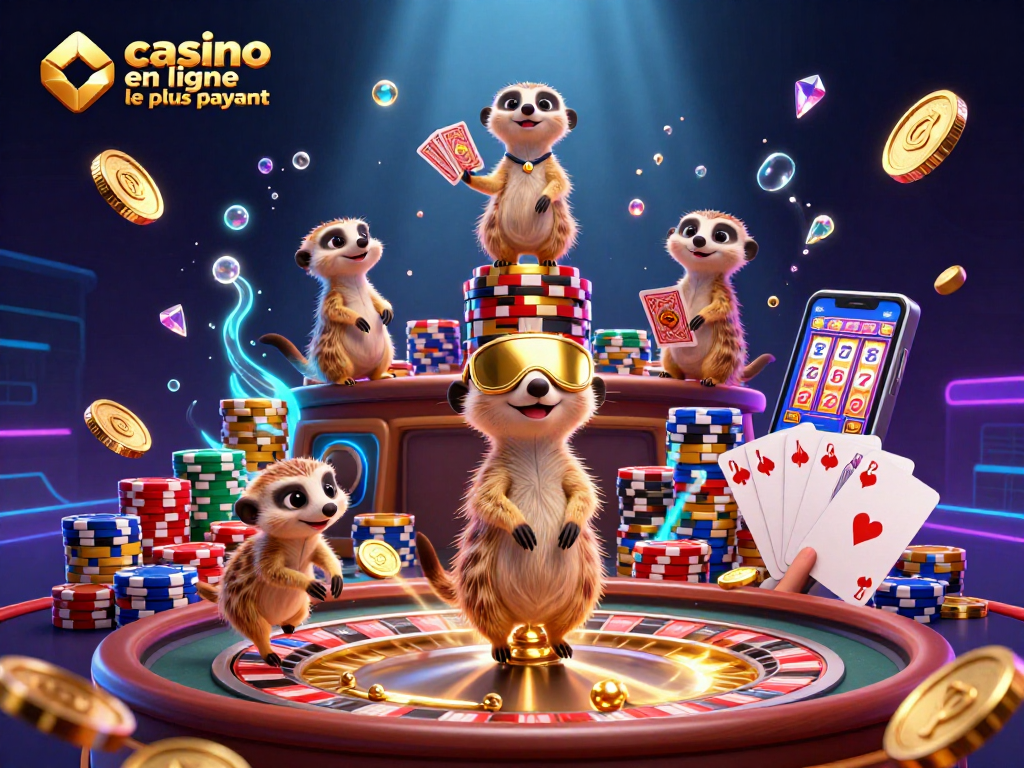 Profitez du casino en ligne le plus payant avec des meerkats animant une scène dynamique et riche en détails.