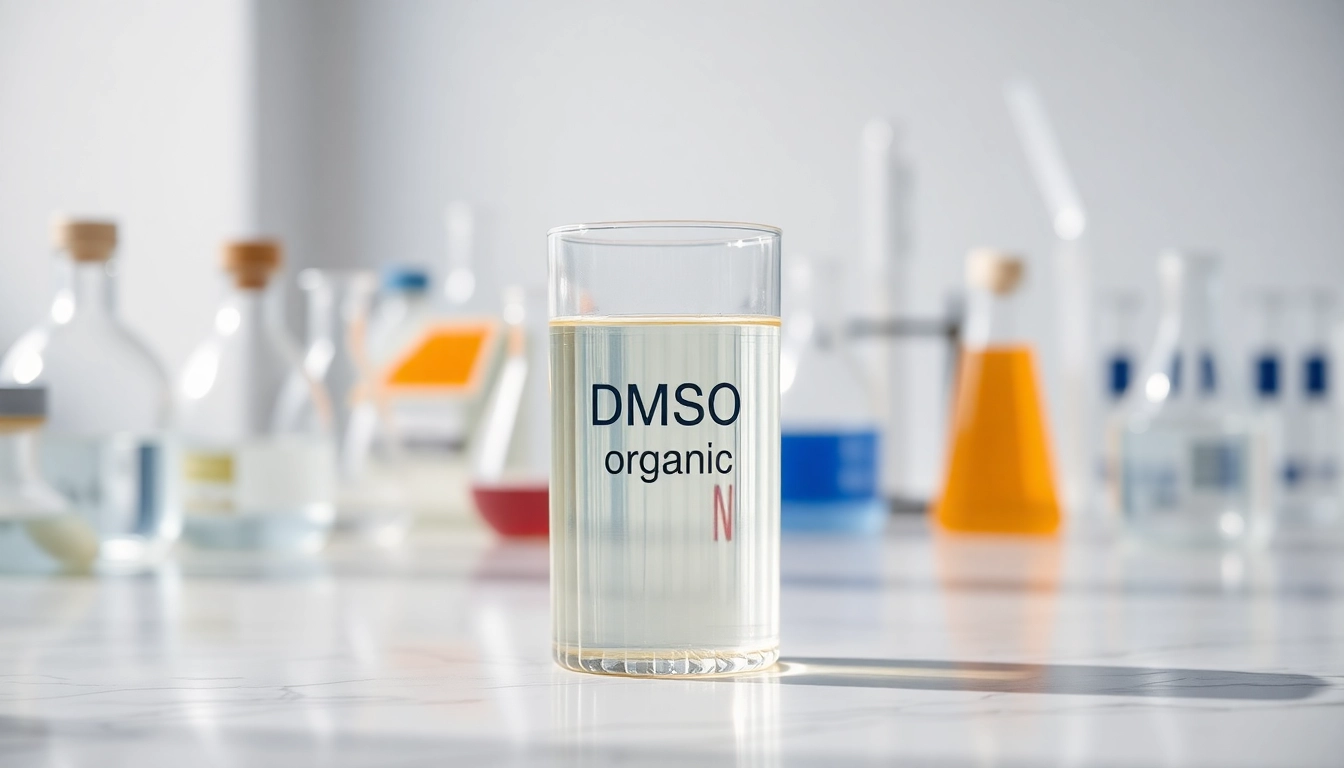 Analyzing dmso organic in a laboratory setup with clear glass containers and equipment.