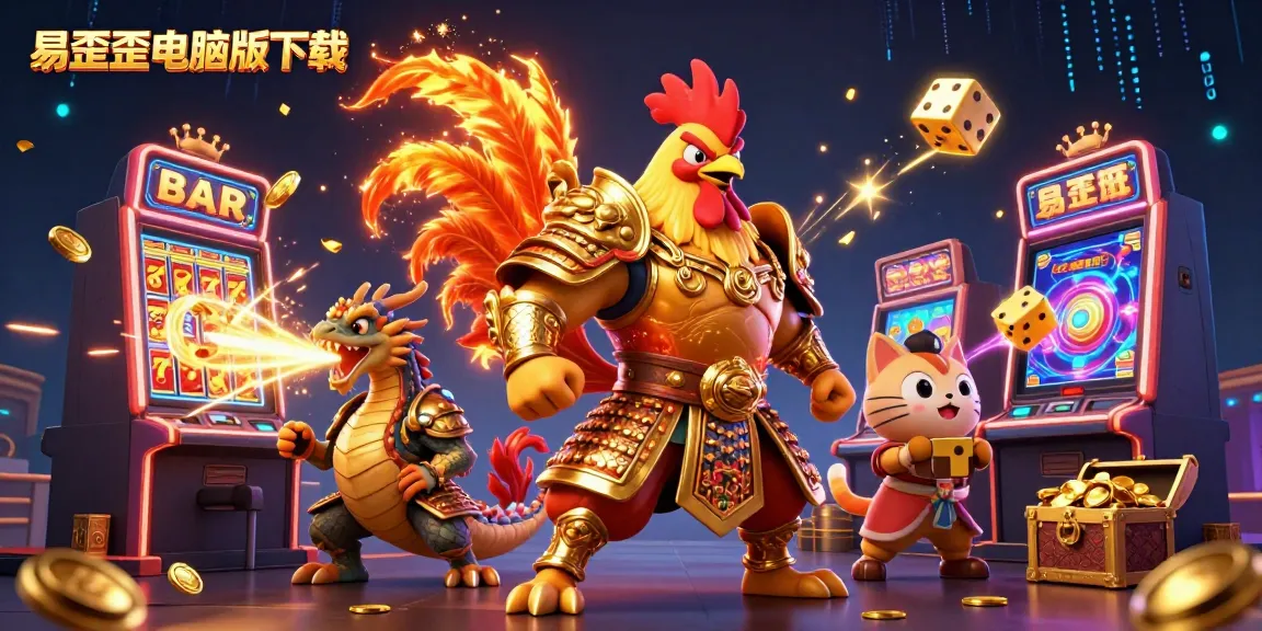 Engage in exciting gameplay with 易歪歪电脑版下载, featuring a dynamic rooster warrior and thrilling jackpot elements.