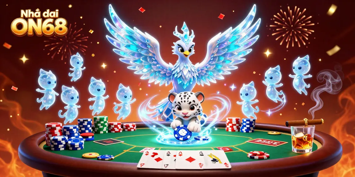 Engage in dynamic gameplay at Nhà cái ON68 with vibrant poker scenes and animated characters.